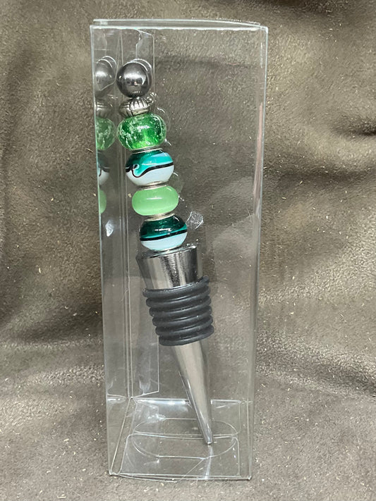 Beaded Bottle stopper in Greens