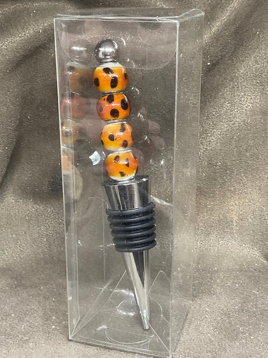 Beaded Bottle stopper in Tiger spots