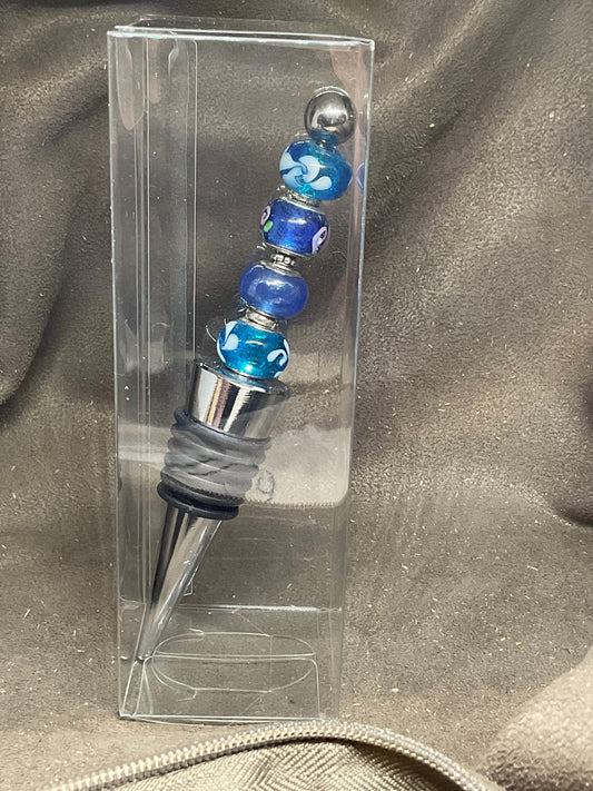 Beaded Bottle stopper in blues