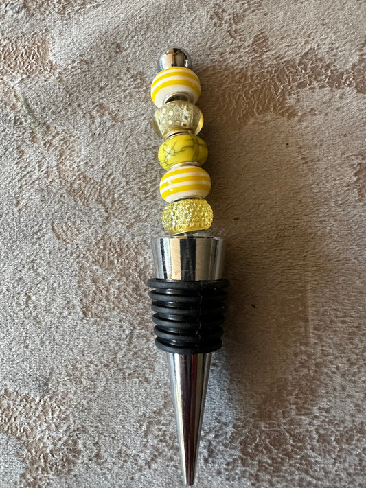 Beaded Bottle stopper in Sunshine yellows