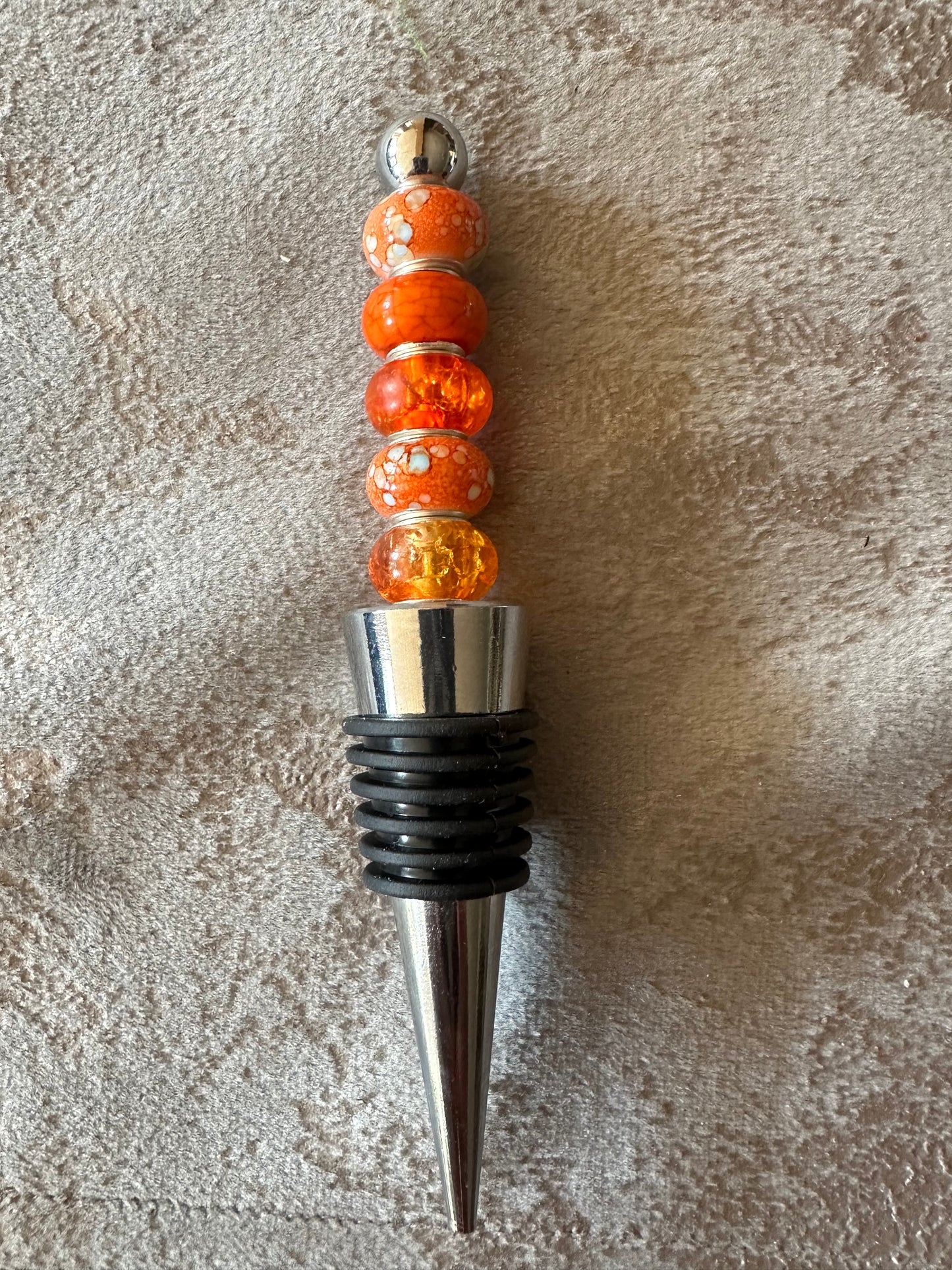 Beaded Bottle stopper in citrus oranges