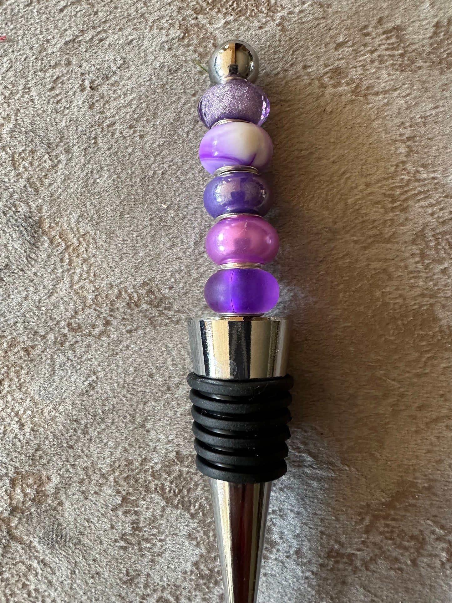 Beaded Bottle stopper in Purples