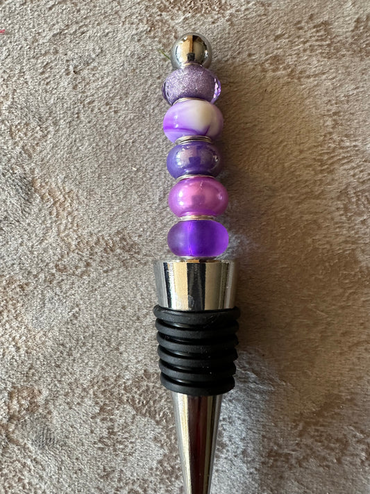 Beaded Bottle stopper in Purples