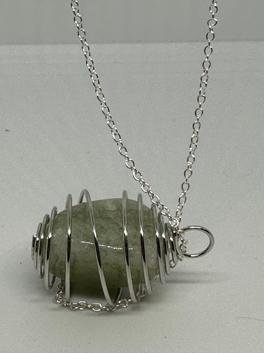 Semi precious caged stone necklace