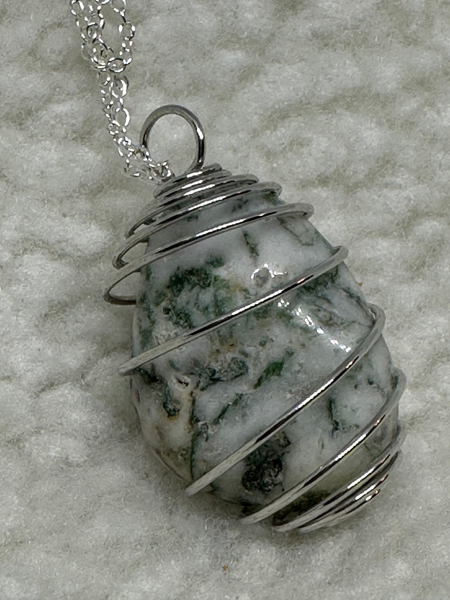 Semi precious caged stone necklace