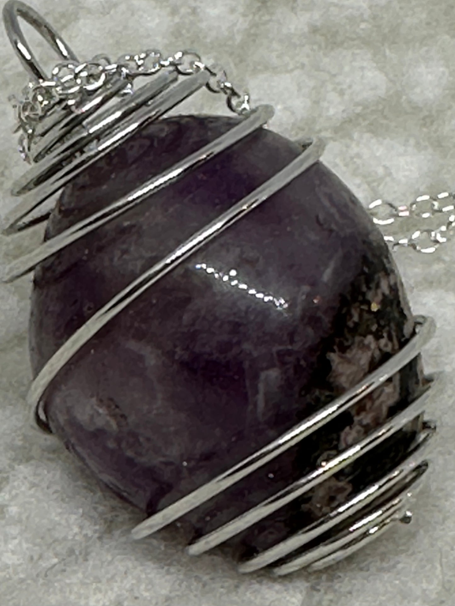 Semi precious caged stone necklace