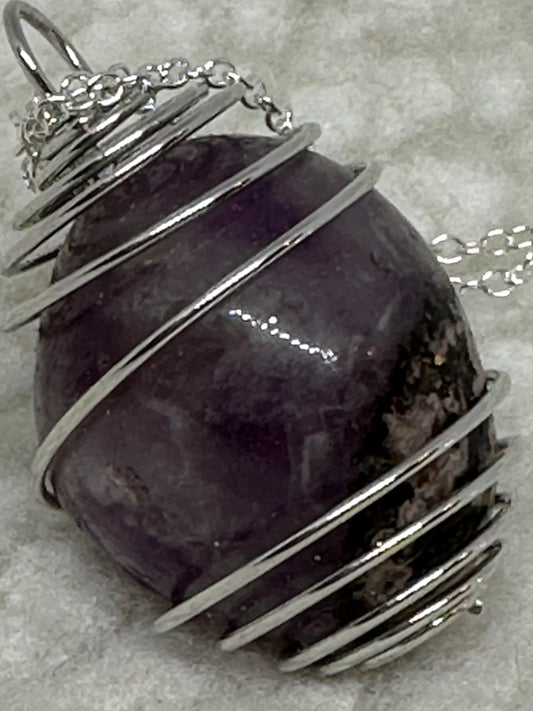 Semi precious caged stone necklace