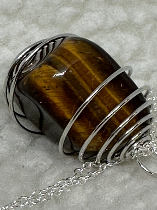 Semi precious caged stone necklace