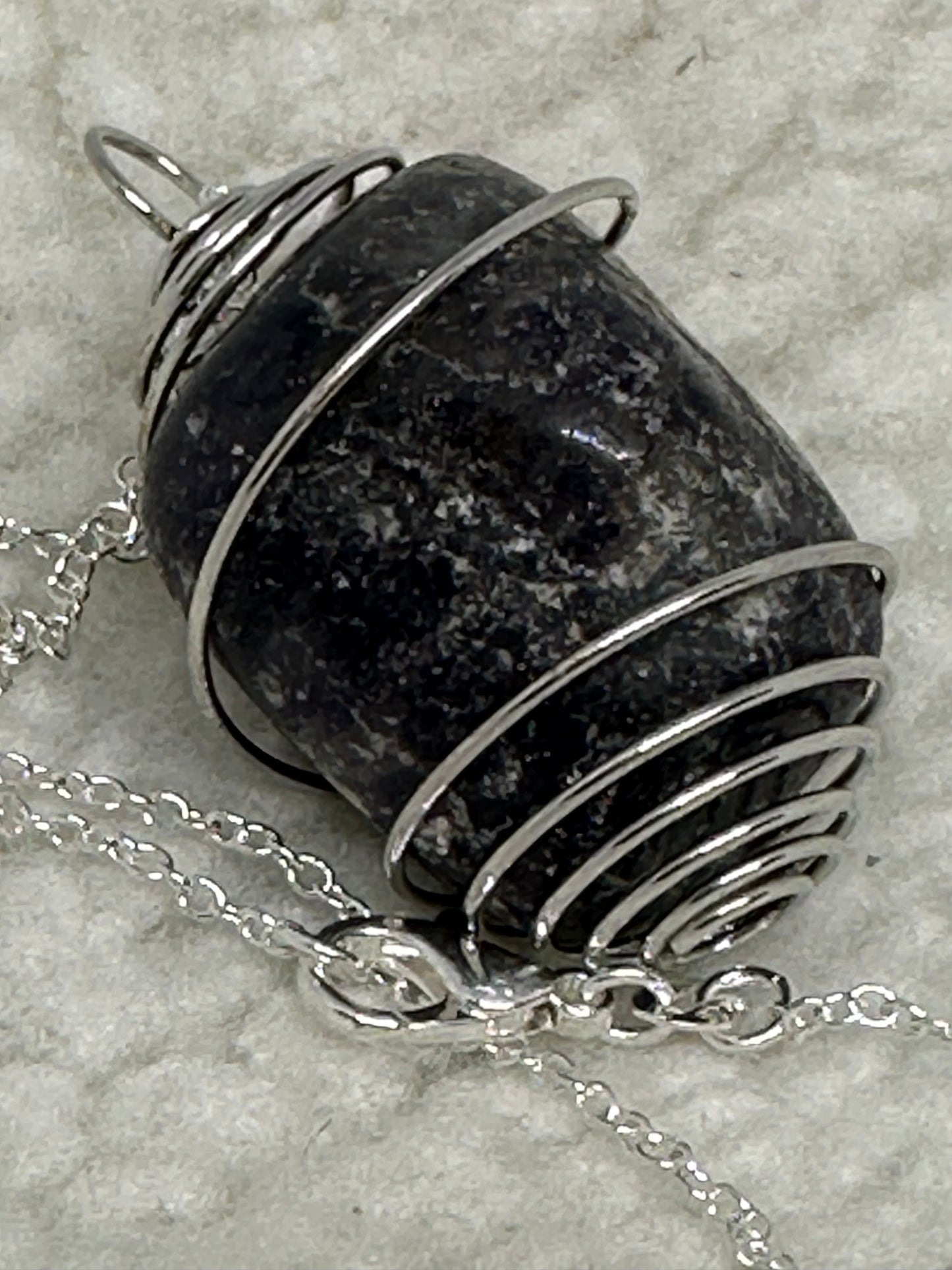 Semi precious caged stone necklace