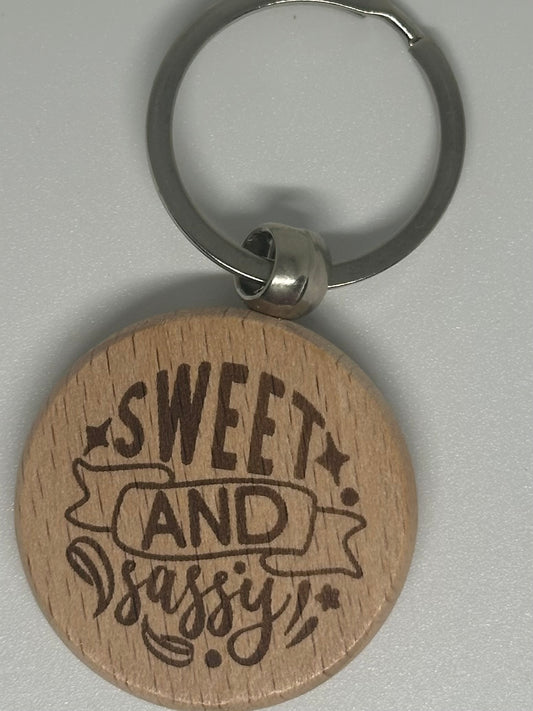 Funny wooden Key Ring sweet and sassy