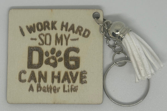 Funny wooden Key Ring dog have better life