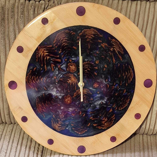 Purple Pine cone Clock