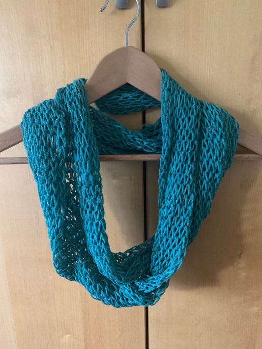 Drop Stitch Knitted Scarf Teal