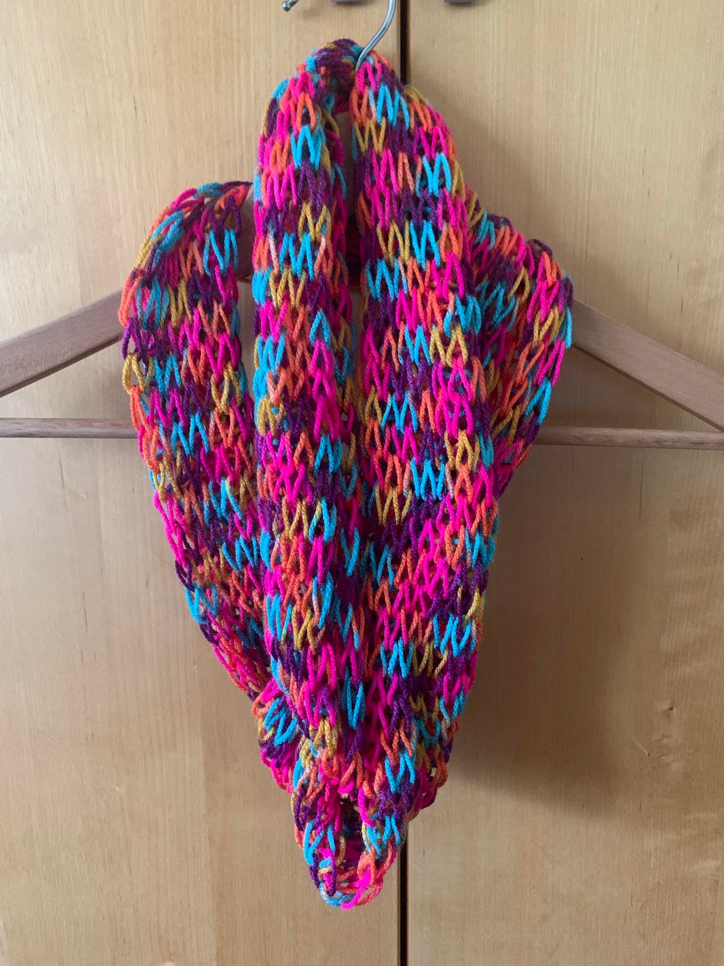 Drop Stitch Knitted Scarf bright multi