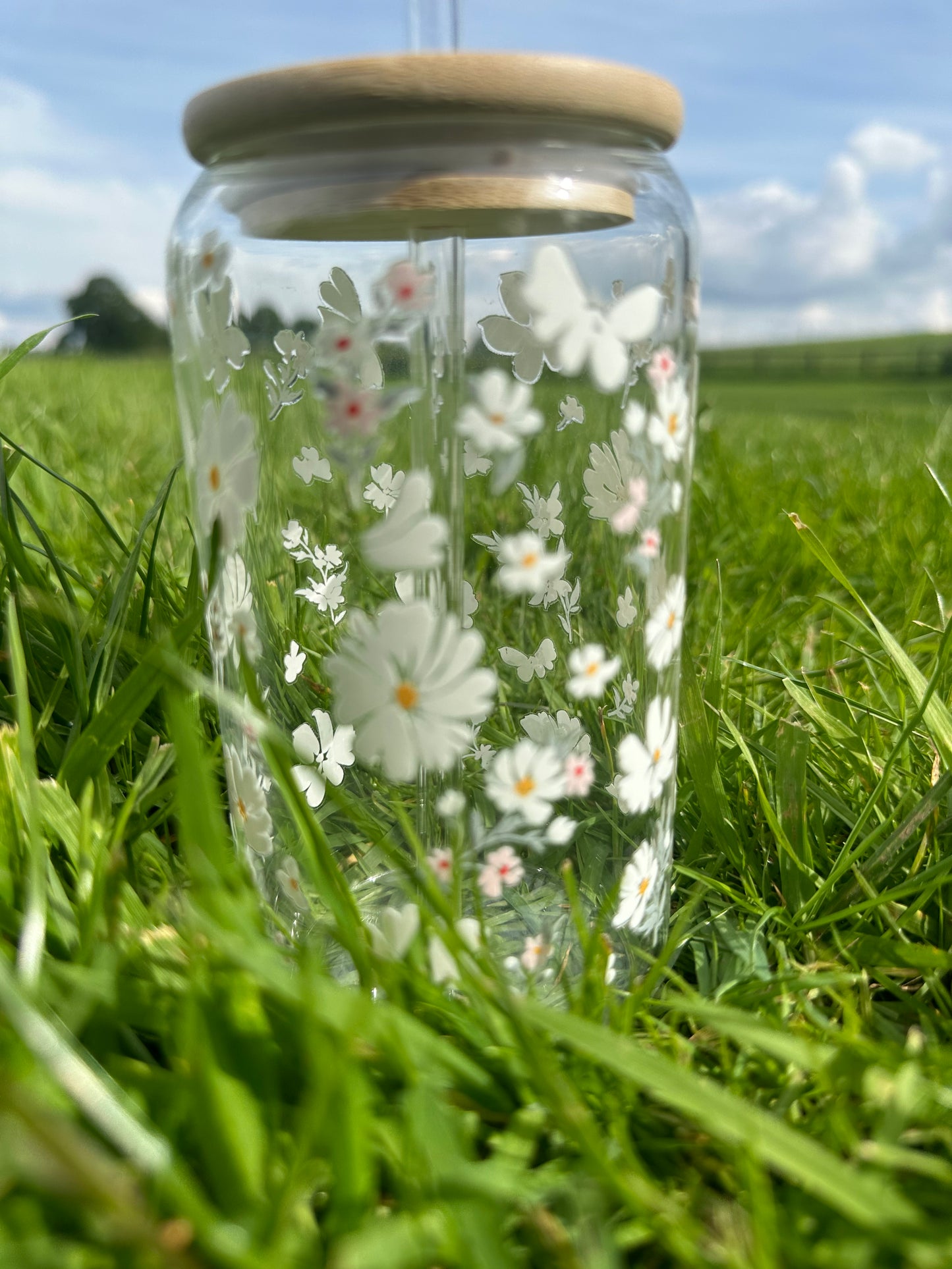 16oz water cup with straw - Daisy