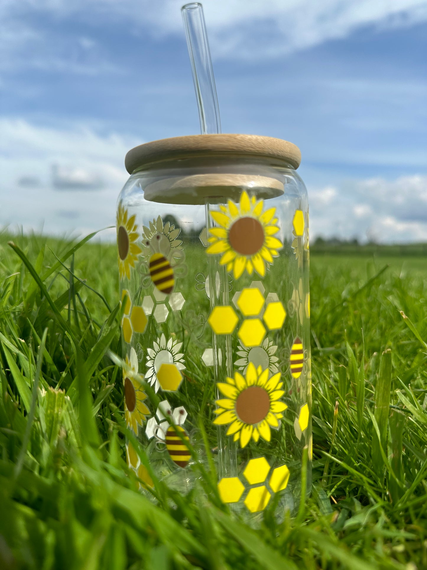 16oz water cup with straw - Sunflower