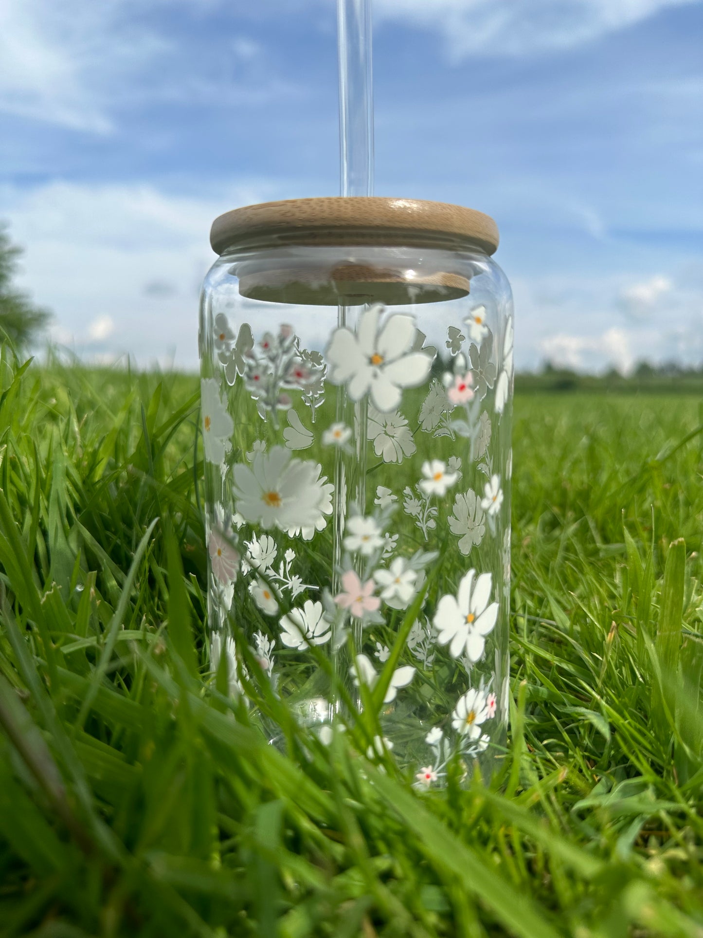 16oz water cup with straw - Daisy