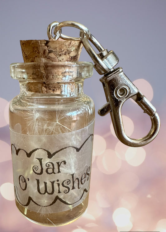 Jars of wishes and luck on keyring