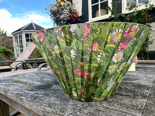 Decoupage glass serving bowl