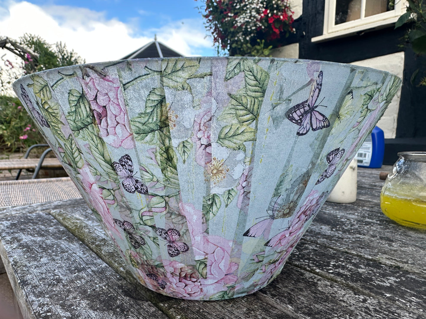 Decoupage glass serving bowl butterflies